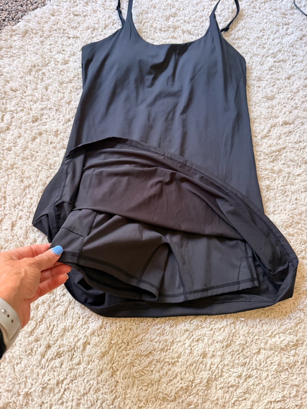 Black Athletic dress with Built-In Shorts with pockets